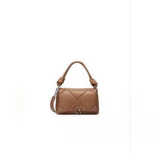 Cole Haan Womens Grand Series Quilted Shoulder Brown Handbag